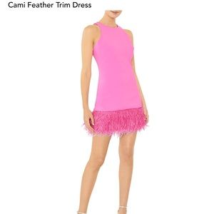 Likely Cami Feather Dress in Pink Sugar